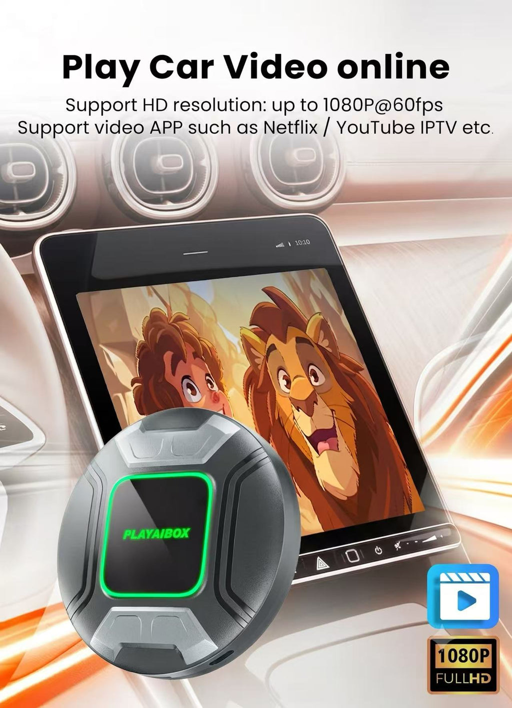 PlayAiBox Qualcomm 6350 Android15 Wireless Carplay AI Box 8GB+128GB Mirrolink 5G Network HDMI Car Multimedia for YouTube Netflix