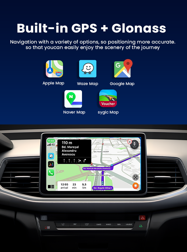 PlayAiBox Android 15 System Wireless Carplay AI Box Qualcomm 6225 for YouTube Netflix 4GB+64GB Built in GPS for OEM CarPlay Cars