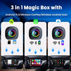 Playaibox 4G+64GB Carplay Android Auto Stereo Video Car Adapter Ai Car Play Box Android 15 Universal Module Wireless Car Play