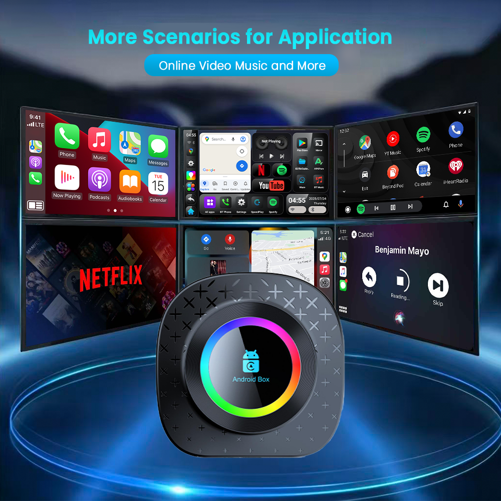 Playaibox 4G+64GB Carplay Android Auto Stereo Video Car Adapter Ai Car Play Box Android 15 Universal Module Wireless Car Play