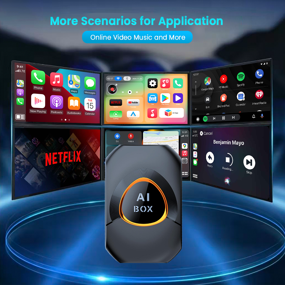 Wireless CarPlay Adapter. Built-in Android 15 System for Android Boxes. 2G + 16GB, Plug and Play, Can Download Any Application.