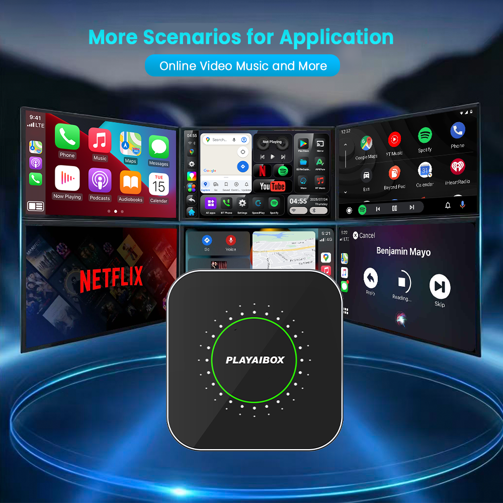 Newest Android 15 System CarPlay AI Box 4G+64GB Wireless Adapter Car Multimedia Player Supports Split Screen & Multi Apps