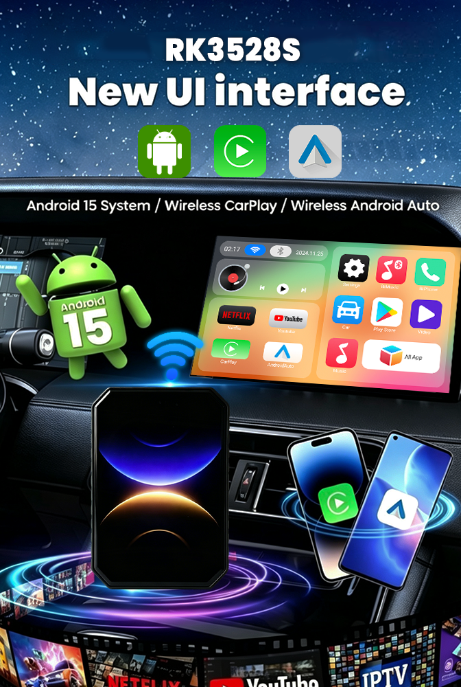 Carplay Wireless Adapter, AI Box Carplay Supports for Netflix/YouTube/TF Card, 2GB+16GB Magic Box Adapter, Plug & Play