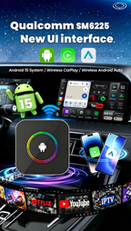 PlayAiBox  Android 15 CarPlay AI Box 4G+64GB Wireless Car Adapter Tbox Multimedia Player for YouTube Netflix GPS Navigation
