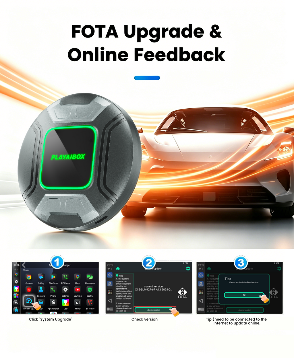 PlayAiBox Qualcomm 6350 Android15 Wireless Carplay AI Box 8GB+128GB Mirrolink 5G Network HDMI Car Multimedia for YouTube Netflix