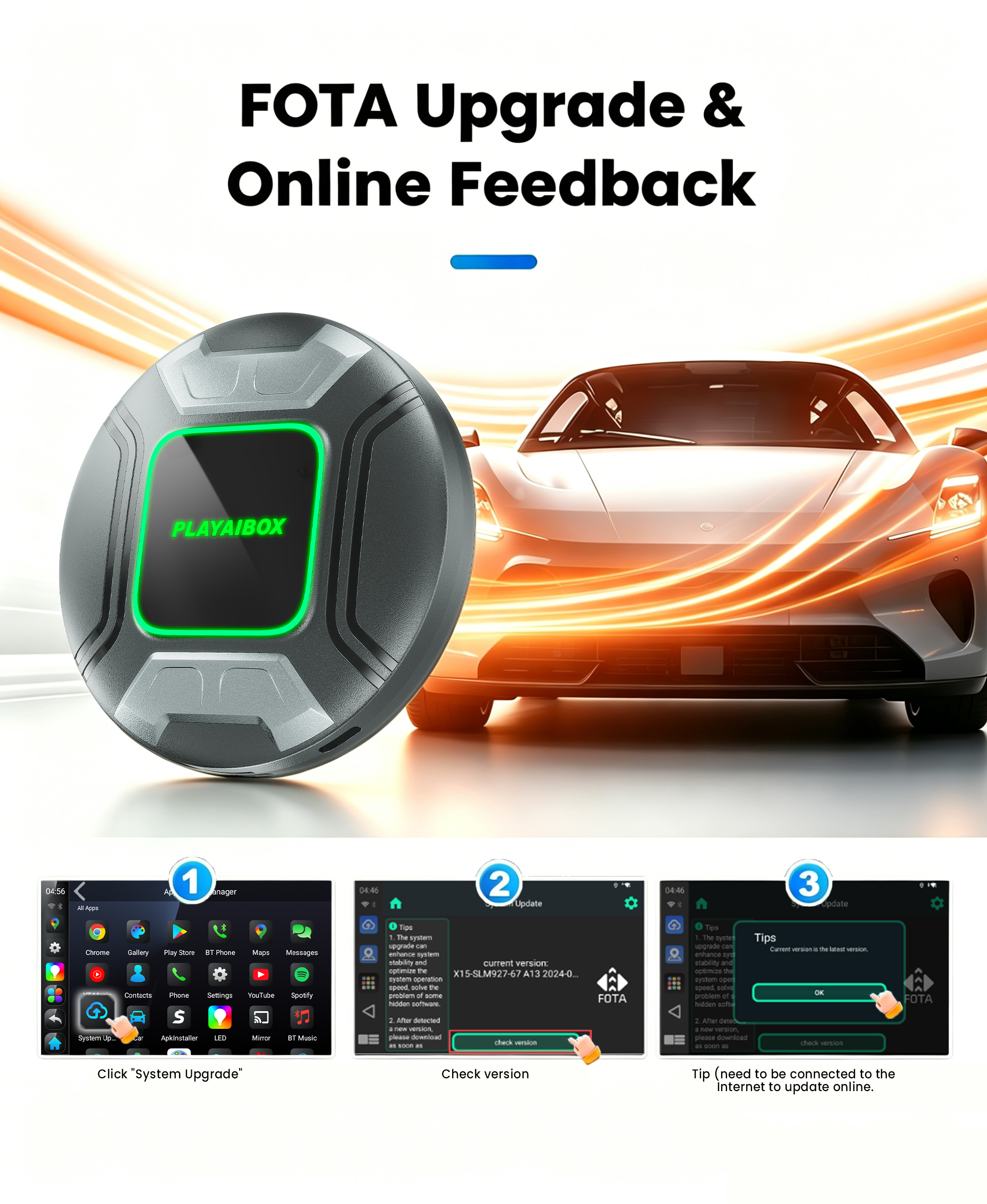 PlayAiBox Qualcomm 6350 Android15 Wireless Carplay AI Box 8GB+128GB Mirrolink 5G Network HDMI Car Multimedia for YouTube Netflix