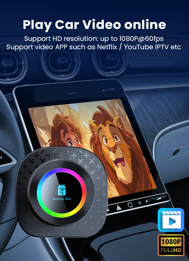 Playaibox 4G+64GB Carplay Android Auto Stereo Video Car Adapter Ai Car Play Box Android 15 Universal Module Wireless Car Play