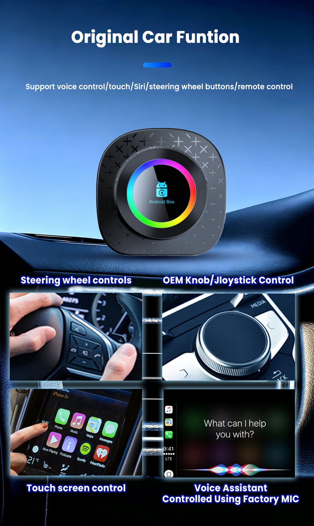 Playaibox 4G+64GB Carplay Android Auto Stereo Video Car Adapter Ai Car Play Box Android 15 Universal Module Wireless Car Play