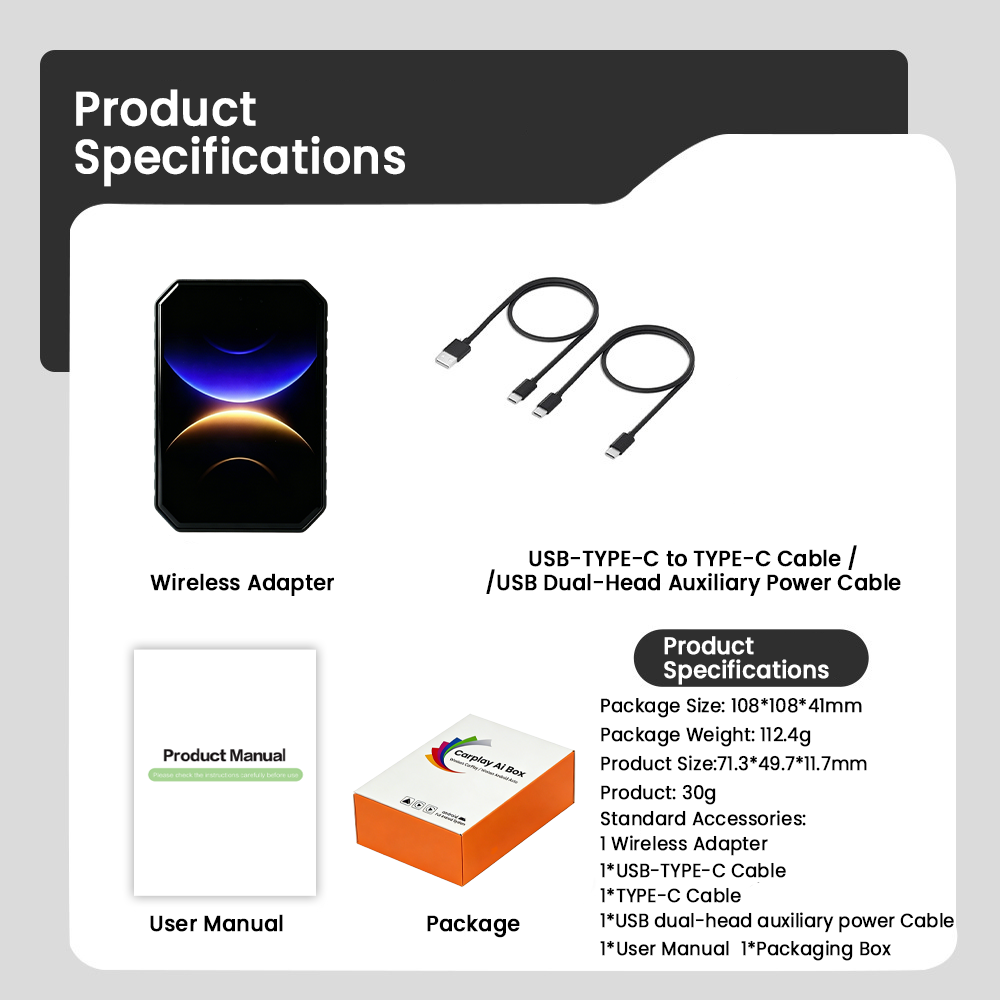 Carplay Wireless Adapter, AI Box Carplay Supports for Netflix/YouTube/TF Card, 2GB+16GB Magic Box Adapter, Plug & Play