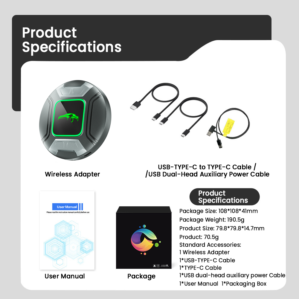 PlayAiBox Android 15 System CarPlay Video Box 4G+64GB Support HDMI Output with Massive Apps Wireless Adapter for Youtube/Netflix