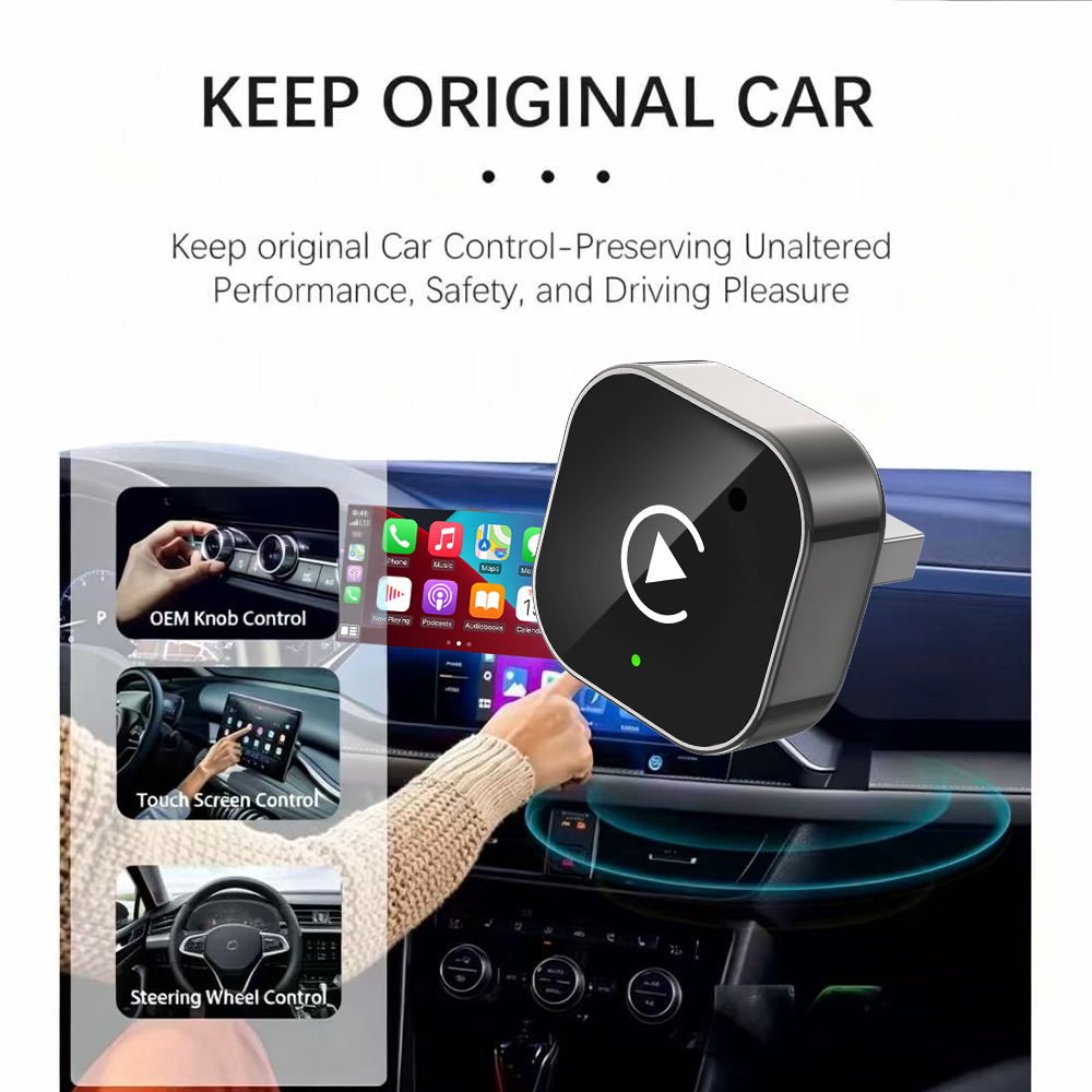 2-in-1 Wireless CarPlay Adapter for Cars - Plug and Play Automatic Connection USB Dongle, Convert Wired to Wireless