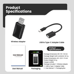 Classic Design 2-in-1 Wireless CarPlay Adapter, Stable Compatibility, Suitable for Apple and Android Car Infotainment Systems.