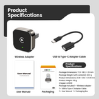 Wireless CarPlay Adapter, Supports Wired to Wireless Conversion for Android Auto and Apple Connectivity