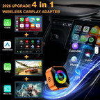 NEW 4-in-1 Wireless CarPlay Dongle Is Plug-and-play, Stable, and Connects Via CarPlay/Android Auto/Android Mirror/Apple Mirror.