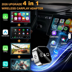 Ultra-stable 4-in-1 CarPlay, Supports Wired CarPlay to Wireless CarPlay/Android Auto/Apple/Android Mirroring