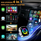Ultra-stable 4-in-1 CarPlay, Supports Wired CarPlay to Wireless CarPlay/Android Auto/Apple/Android Mirroring