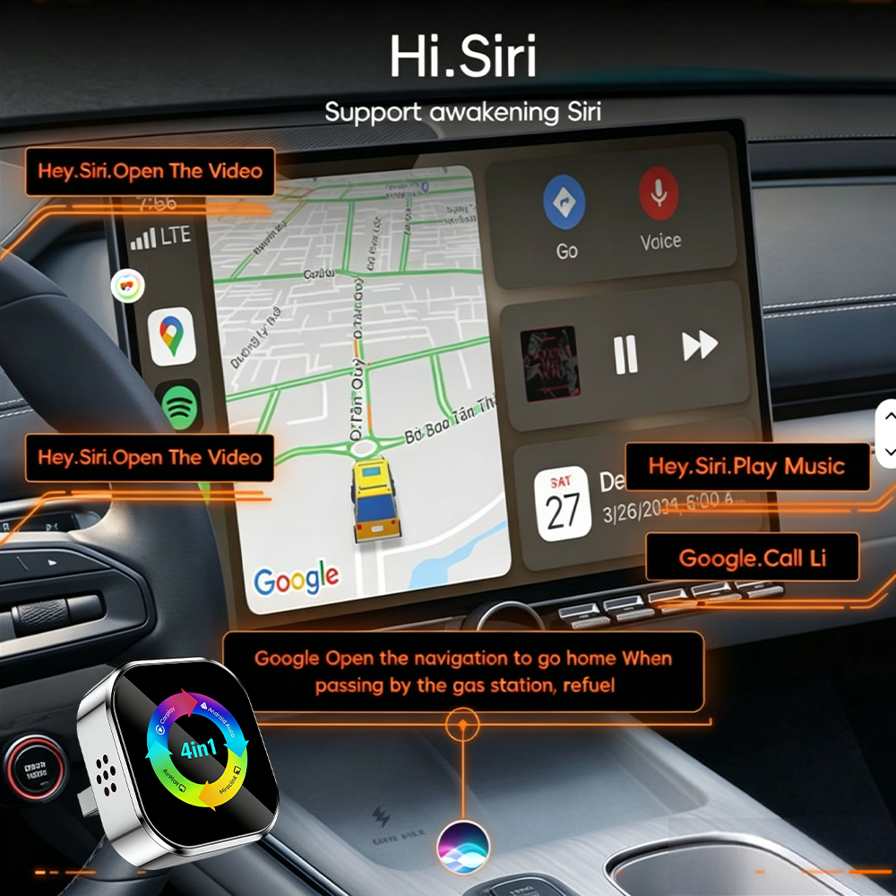 Ultra-stable 4-in-1 CarPlay, Supports Wired CarPlay to Wireless CarPlay/Android Auto/Apple/Android Mirroring