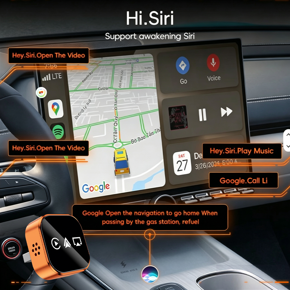 4 in 1 Wireless CarPlay Android Auto Adapter for OEM Wired Cars, USB Plug and Play for iPhone & Android Mirror Connection