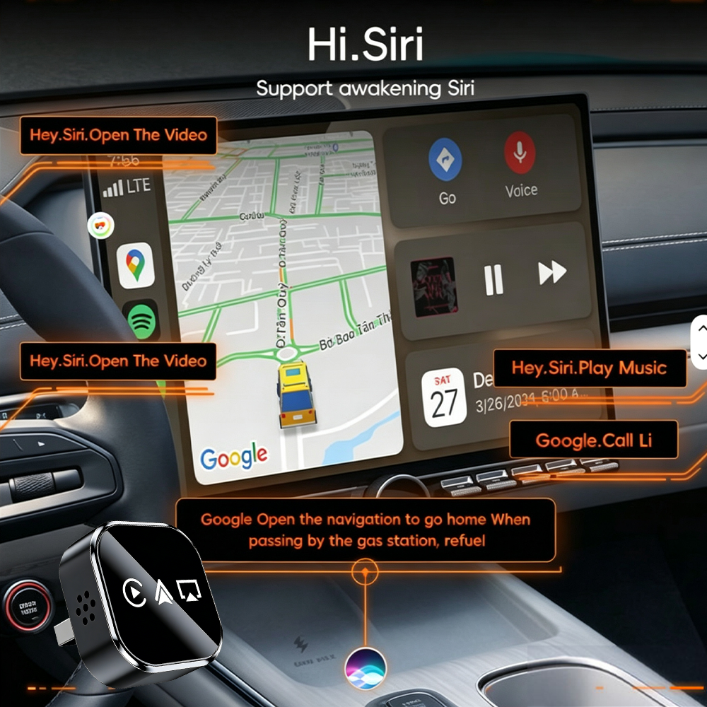 Wireless Carplay Multimedia Adapter4 in 1, Supports CarPlay Android Auto AirPlay Mirror Link Automatic Connection, Plug and Play