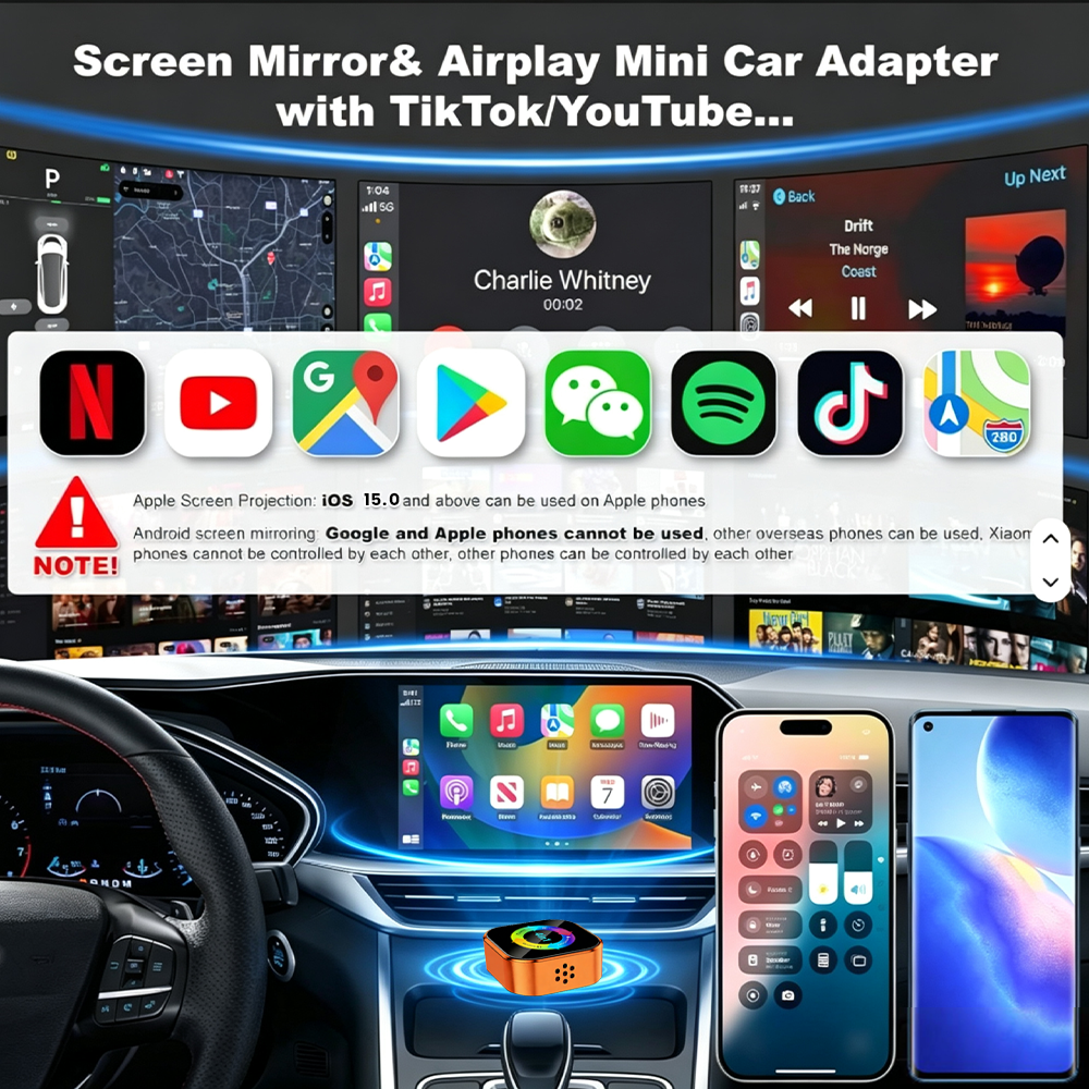 NEW 4-in-1 Wireless CarPlay Dongle Is Plug-and-play, Stable, and Connects Via CarPlay/Android Auto/Android Mirror/Apple Mirror.