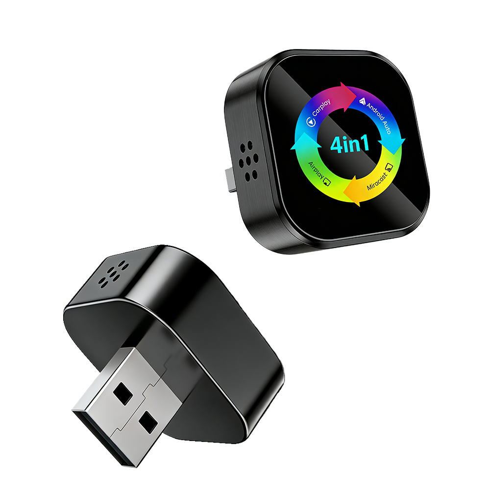 4-in-1wireless CarPlay Dongle, Connects Via CarPlay/Android Auto/Android Mirror/Apple Mirror, Plug and Play, Stable and Reliable