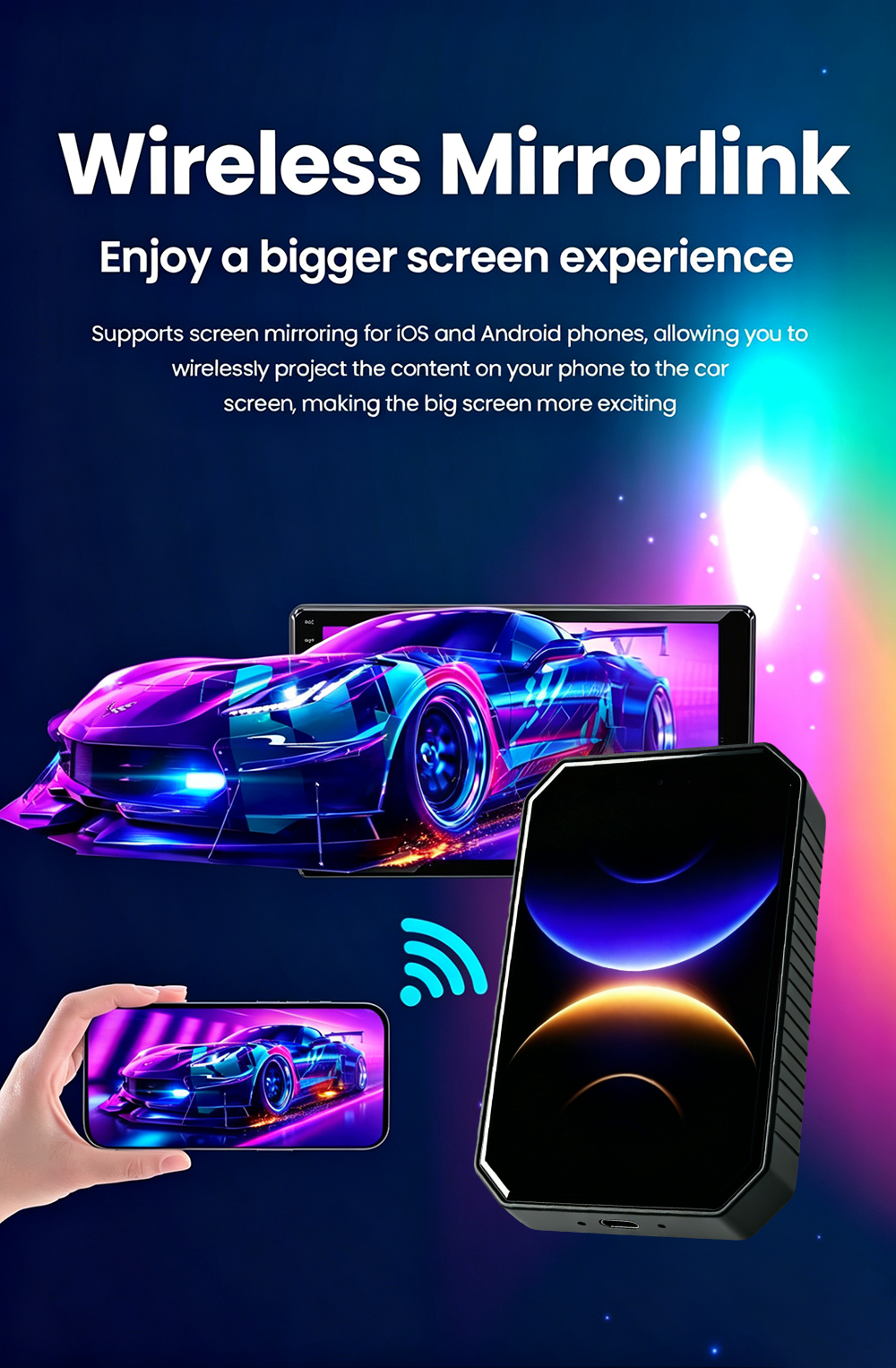 Carplay Wireless Adapter, AI Box Carplay Supports for Netflix/YouTube/TF Card, 2GB+16GB Magic Box Adapter, Plug & Play