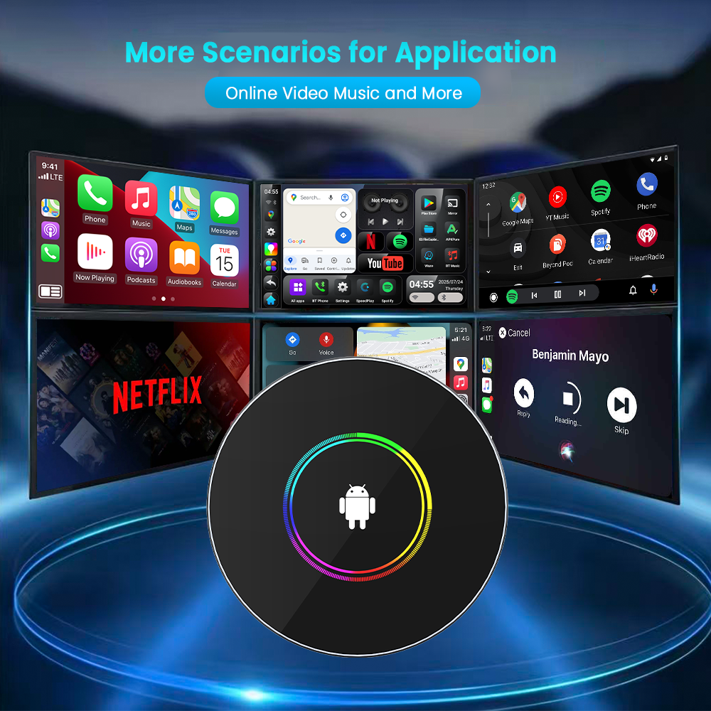 PlayAiBox Android 15 System CarPlay Ai Box 4GB+64GB 4G Netword HDMI Built in GPS for Youtube/Netflix Smart Intelligent Systems