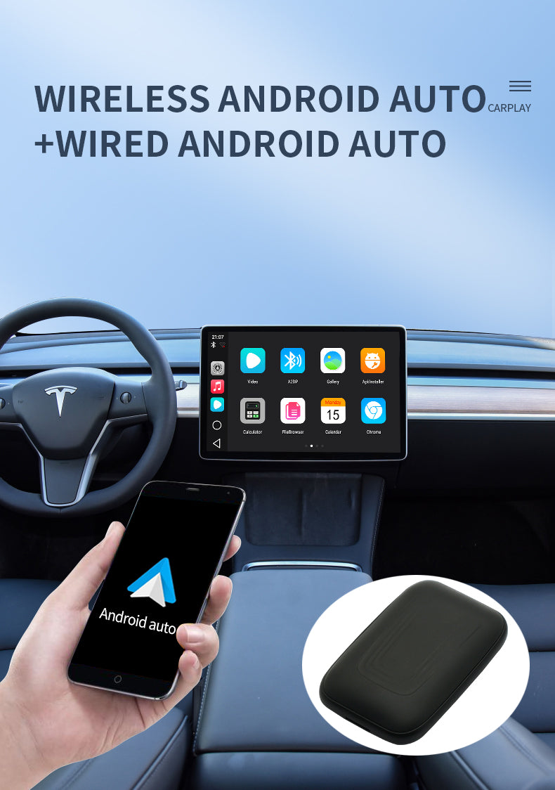 Tesla In-car Wireless CarPlay, 2+16GB Android Box, Built-in YouTube, Netflix, and Other Apps.Tesla Wireless CarPlay Android Box