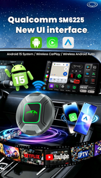 PlayAiBox Android 15 System CarPlay Video Box 4G+64GB Support HDMI Output with Massive Apps Wireless Adapter for Youtube/Netflix