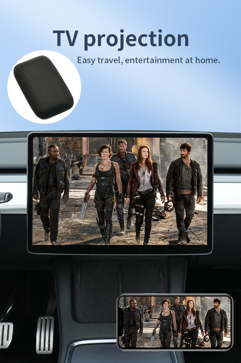 Tesla In-car Wireless CarPlay, 2+16GB Android Box, Built-in YouTube, Netflix, and Other Apps.Tesla Wireless CarPlay Android Box