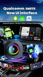 Playaibox 4G+64GB Carplay Android Auto Stereo Video Car Adapter Ai Car Play Box Android 15 Universal Module Wireless Car Play