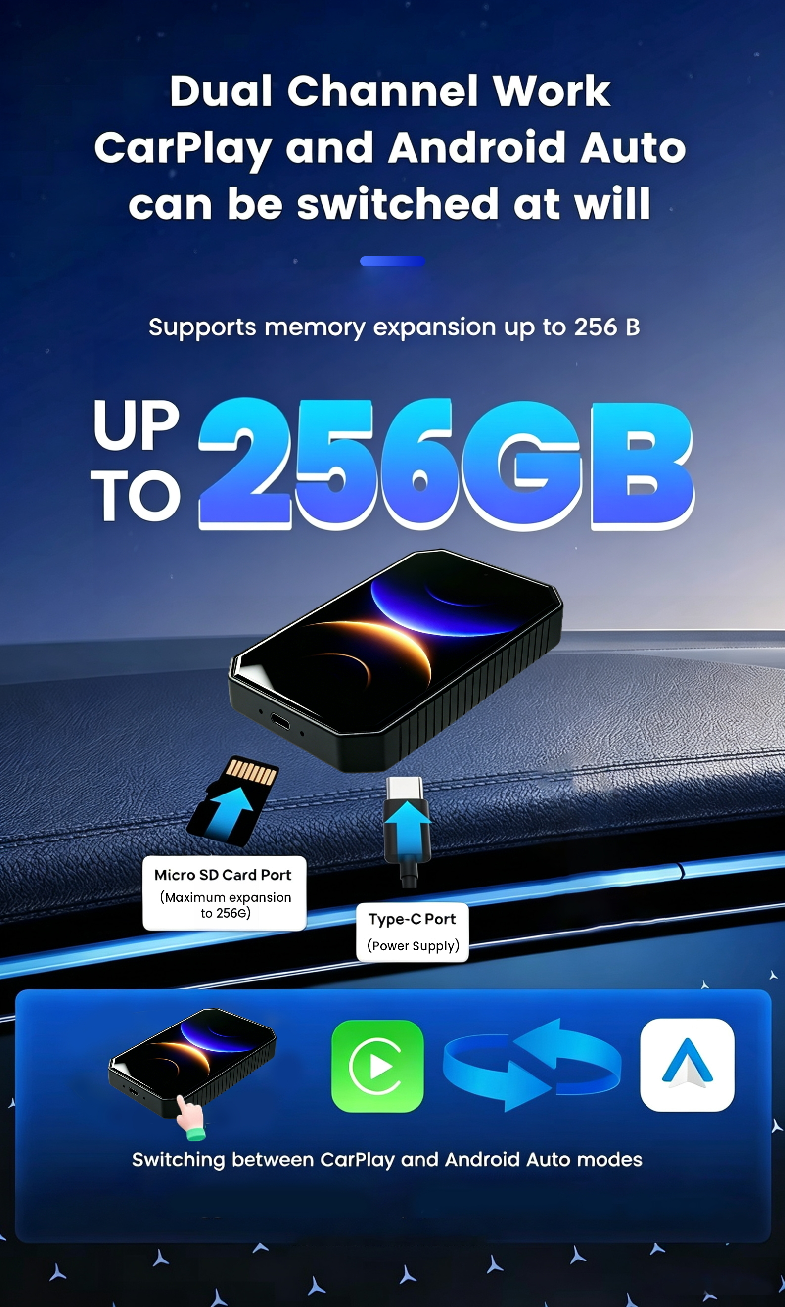 Carplay Wireless Adapter, AI Box Carplay Supports for Netflix/YouTube/TF Card, 2GB+16GB Magic Box Adapter, Plug & Play
