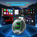 PlayAiBox Android 15 System Wireless Carplay AI Box Qualcomm 6225 for YouTube Netflix 4GB+64GB Built in GPS for OEM CarPlay Cars