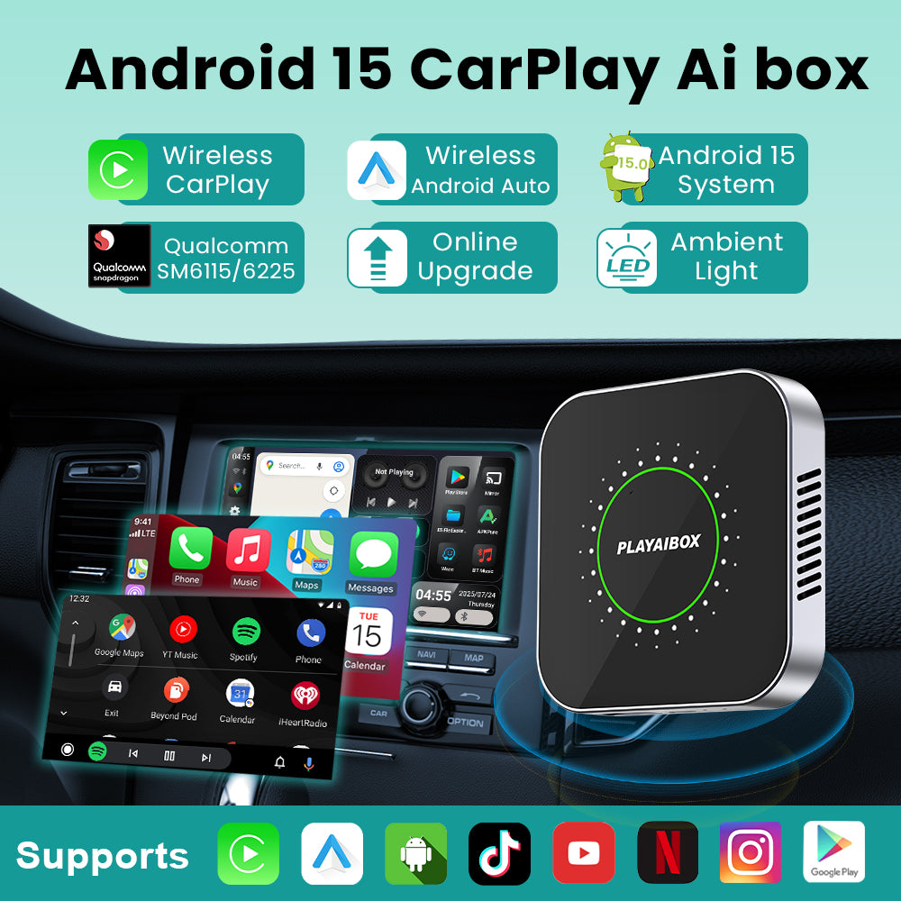 PLAYAIBOX Android 15.0 CarPlay Ai Box