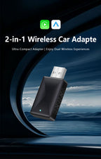 Classic Design 2-in-1 Wireless CarPlay Adapter, Stable Compatibility, Suitable for Apple and Android Car Infotainment Systems.