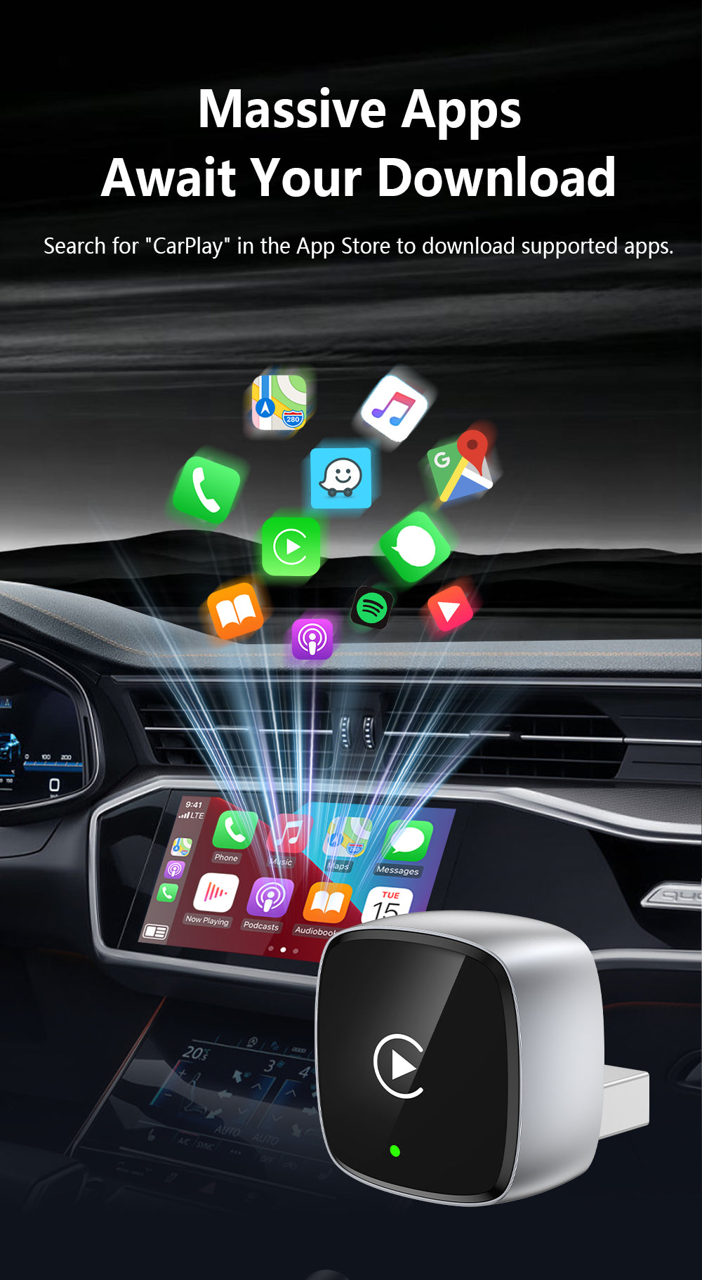 Wireless CarPlay Adapter 2026 Upgrade Mini Design,Plug & Play  - Easy Use Fast Stable Connection Car Play for iPhone & Android