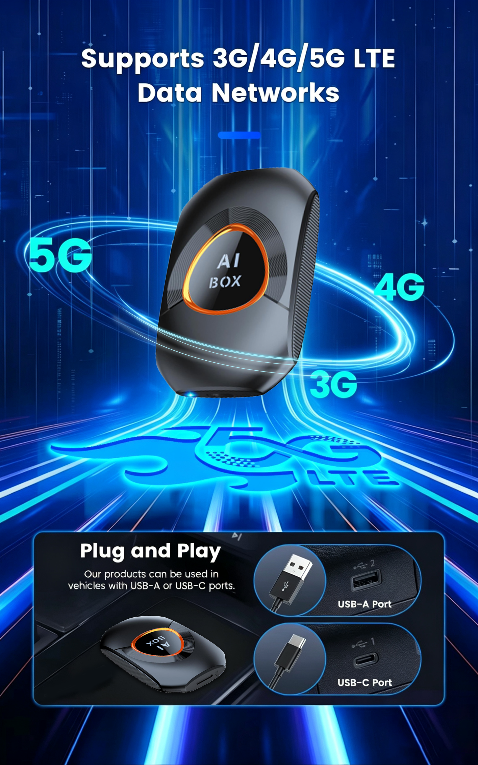 Wireless CarPlay Adapter. Built-in Android 15 System for Android Boxes. 2G + 16GB, Plug and Play, Can Download Any Application.