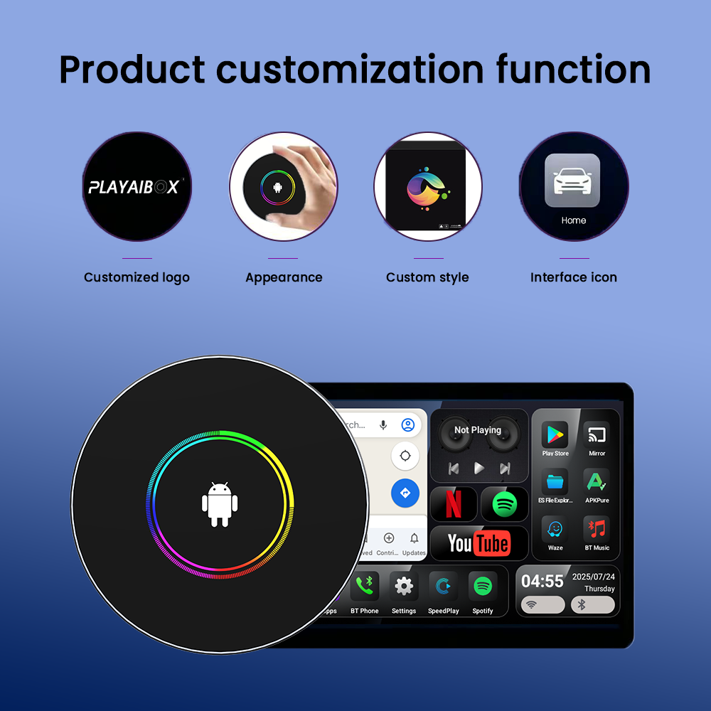 PlayAiBox Android 15 System CarPlay Ai Box 4GB+64GB 4G Netword HDMI Built in GPS for Youtube/Netflix Smart Intelligent Systems