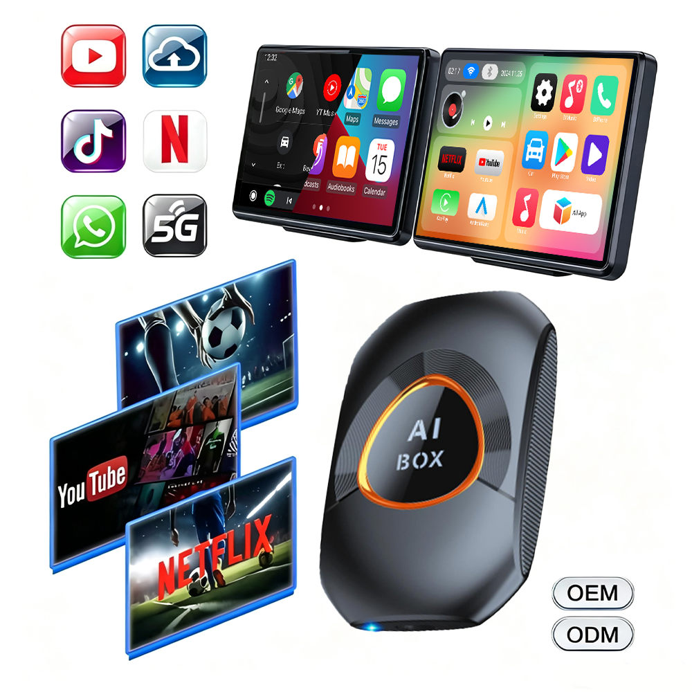 Wireless CarPlay Adapter. Built-in Android 15 System for Android Boxes. 2G + 16GB, Plug and Play, Can Download Any Application.