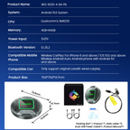 PlayAiBox Android 15 System Wireless Carplay AI Box Qualcomm 6225 for YouTube Netflix 4GB+64GB Built in GPS for OEM CarPlay Cars