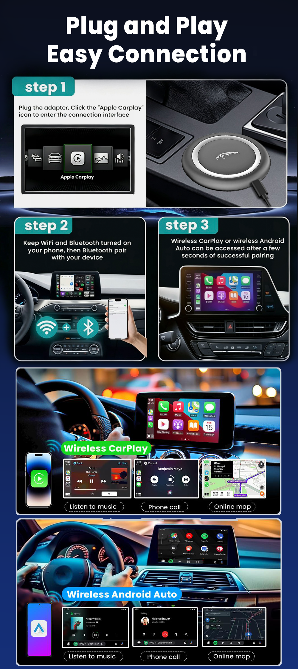 PlayAiBox15 System Car Multimedia 4G 64GB CarPlay Android 13 Tbox with Massive Apps AI Video Box Wireless Adapter for Youtube