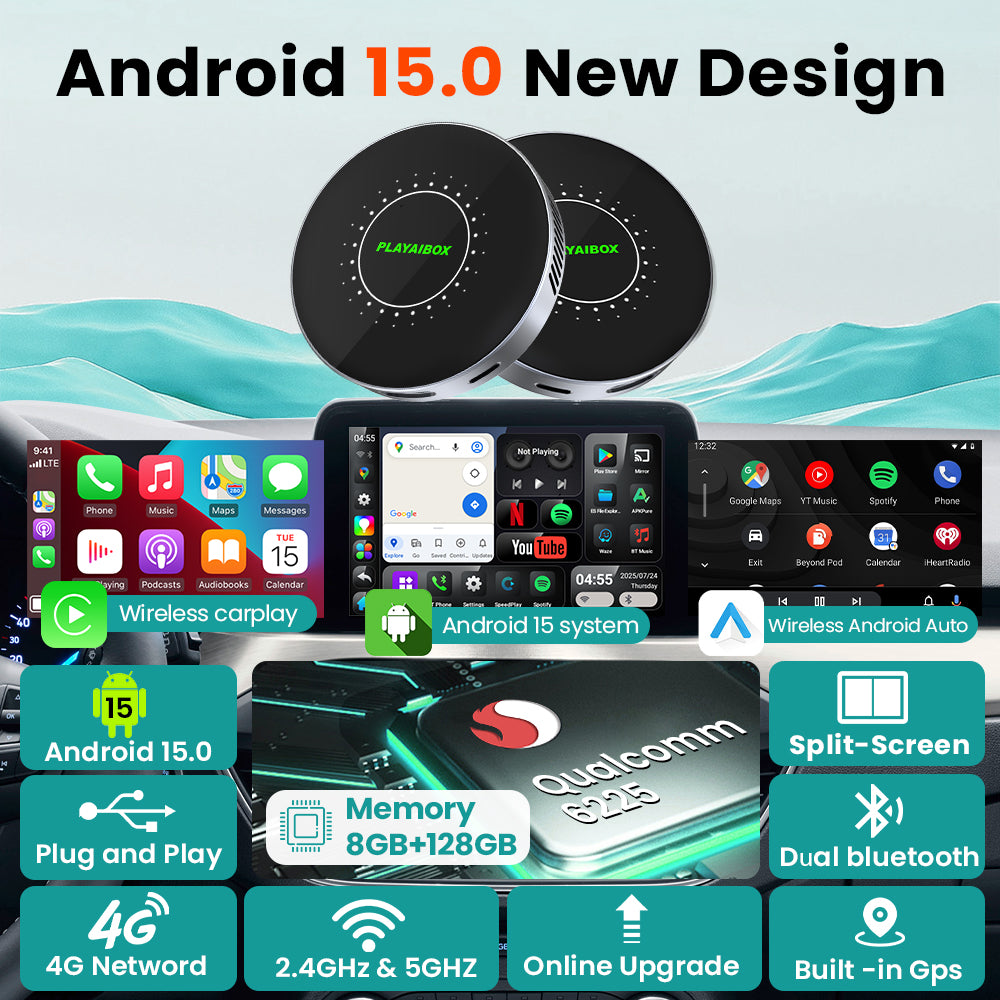 PLAYAIBOX Android 15.0 CarPlay Ai Box