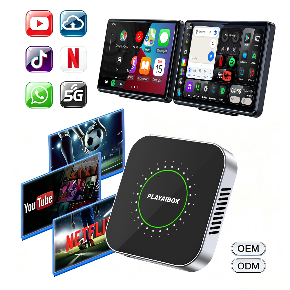 Newest Android 15 System CarPlay AI Box 4G+64GB Wireless Adapter Car Multimedia Player Supports Split Screen & Multi Apps