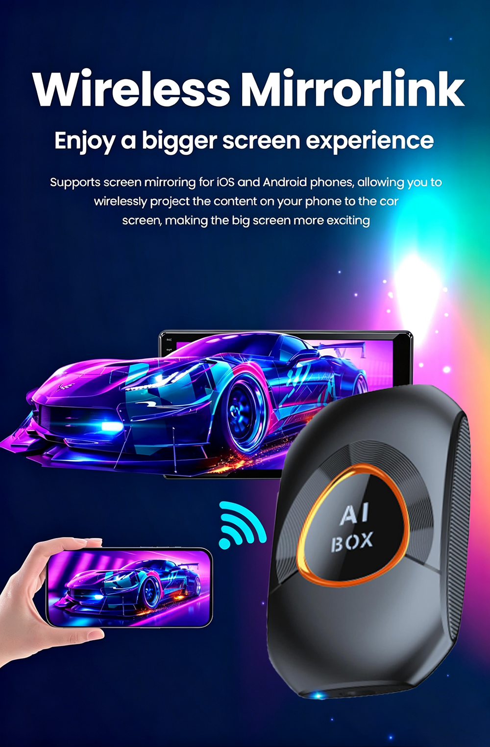 Wireless CarPlay Adapter. Built-in Android 15 System for Android Boxes. 2G + 16GB, Plug and Play, Can Download Any Application.