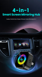 4-in-1wireless CarPlay Dongle, Connects Via CarPlay/Android Auto/Android Mirror/Apple Mirror, Plug and Play, Stable and Reliable