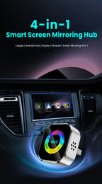 Ultra-stable 4-in-1 CarPlay, Supports Wired CarPlay to Wireless CarPlay/Android Auto/Apple/Android Mirroring