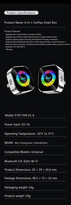 Ultra-stable 4-in-1 CarPlay, Supports Wired CarPlay to Wireless CarPlay/Android Auto/Apple/Android Mirroring
