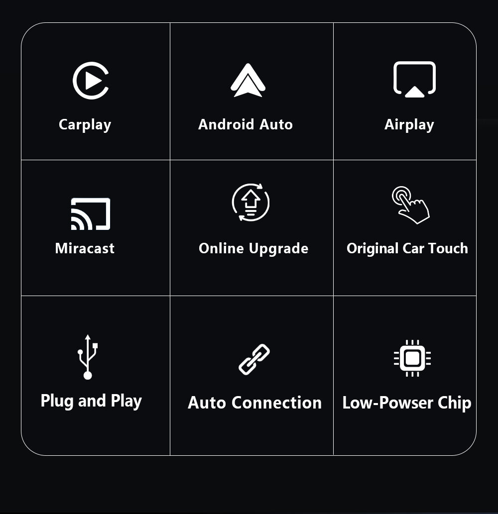 4 in 1 Wireless CarPlay Android Auto Adapter for OEM Wired Cars, USB Plug and Play for iPhone & Android Mirror Connection