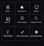 4 in 1 Wireless CarPlay Android Auto Adapter for OEM Wired Cars, USB Plug and Play for iPhone & Android Mirror Connection