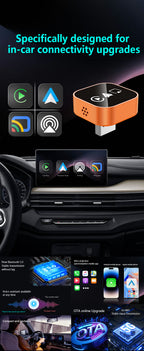 4 in 1 Wireless CarPlay Android Auto Adapter for OEM Wired Cars, USB Plug and Play for iPhone & Android Mirror Connection